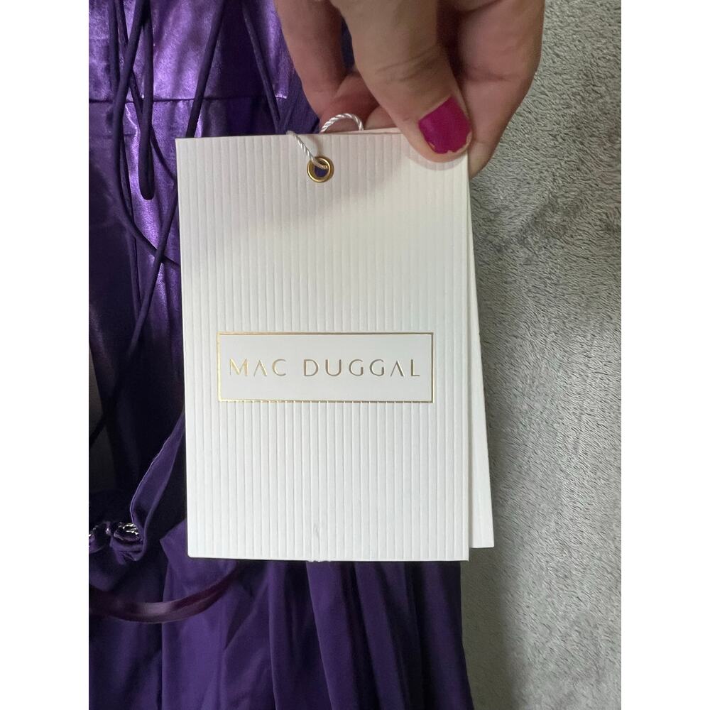 Mac Duggal Purple Ruffle Tiered Chiffon Cut-Out Evening Gown Maxi Dress 8 New - Picture 7 of 12